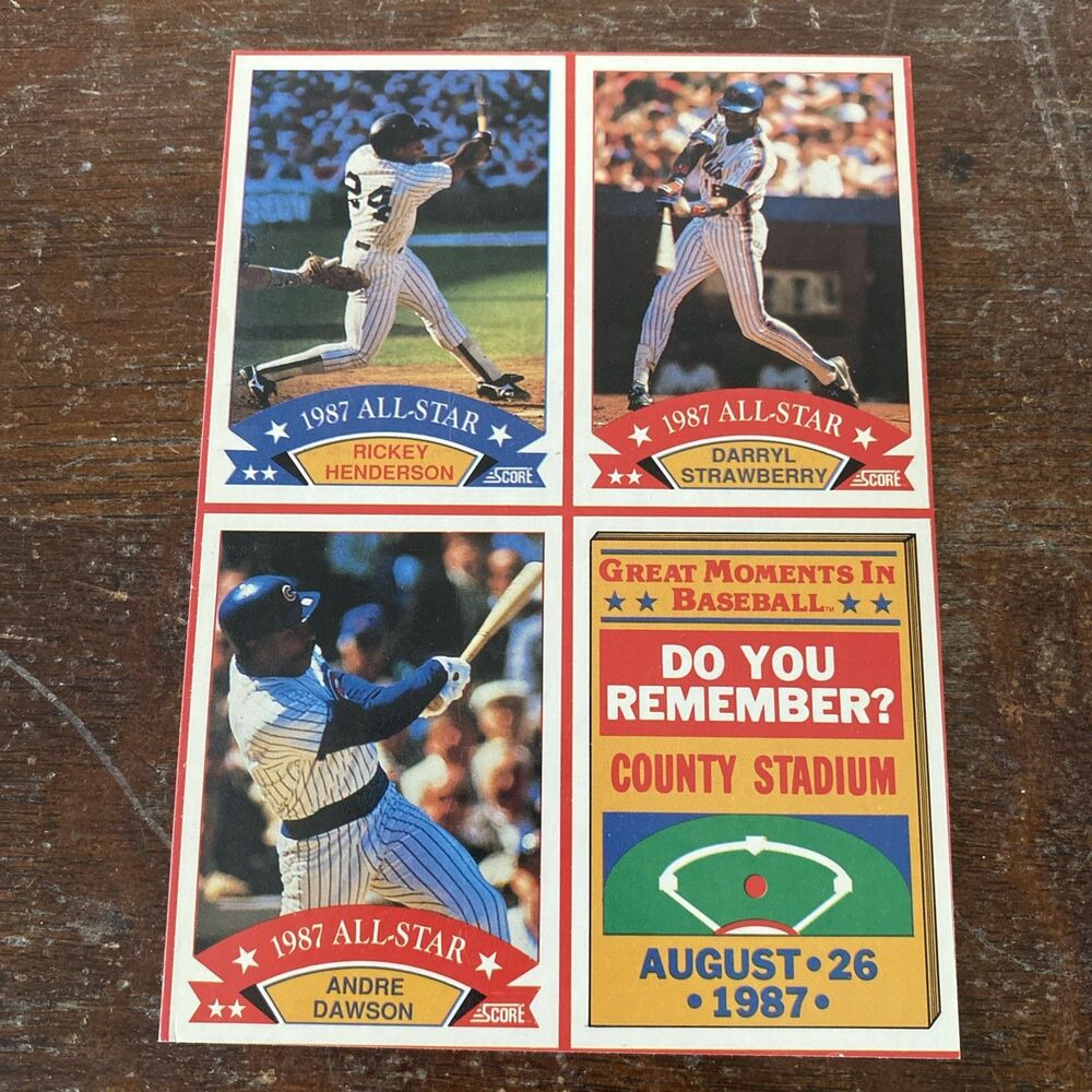 1987 Score Baseball Bottom Of Wax Pack Box Henderson Strawberry Dawson b